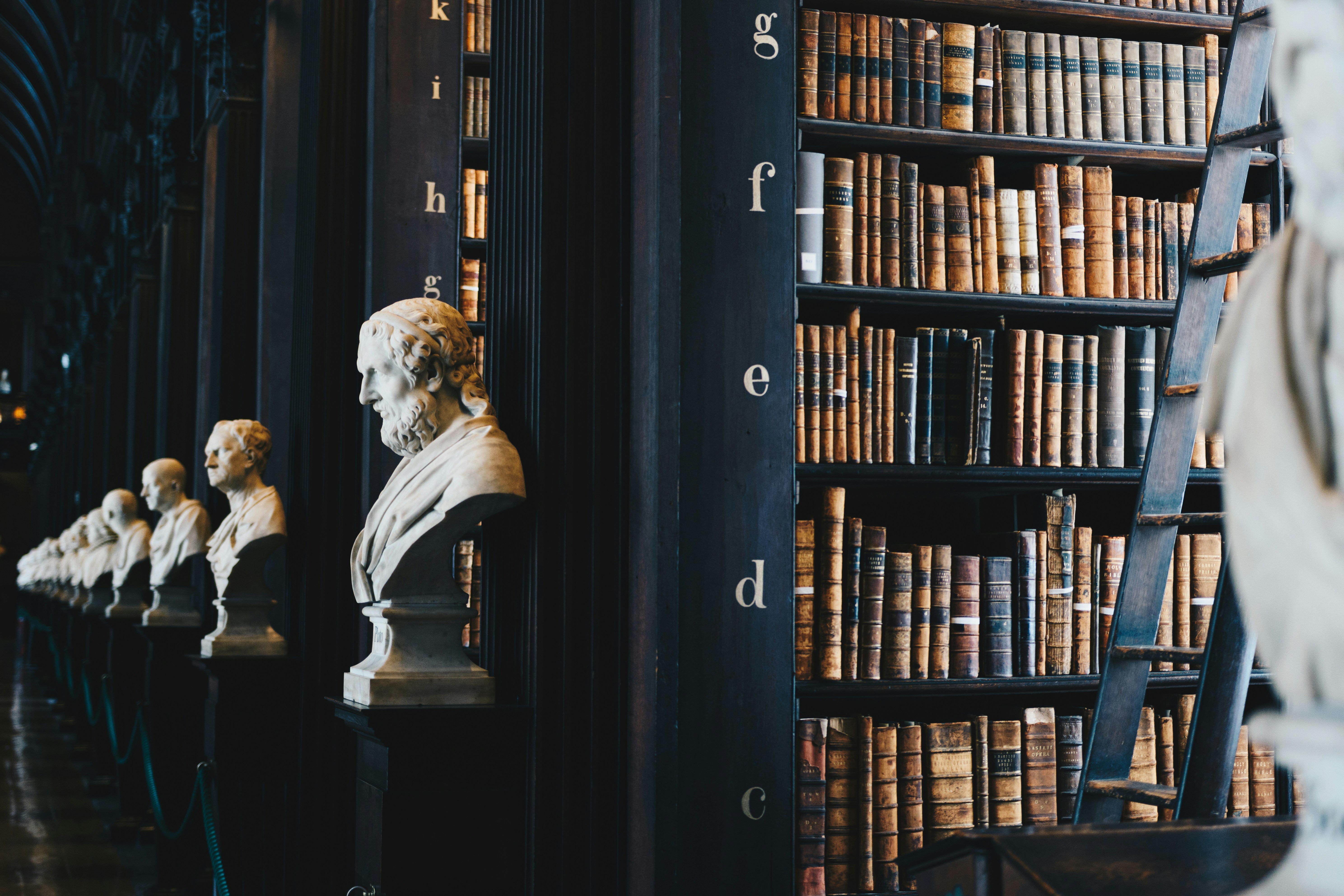 A grand library filled with books